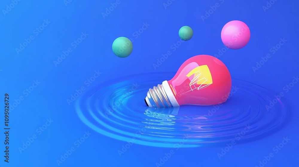 Light Bulb in Water Creating Ripples of Light Light Bulb in Water Creating Ripples of Light