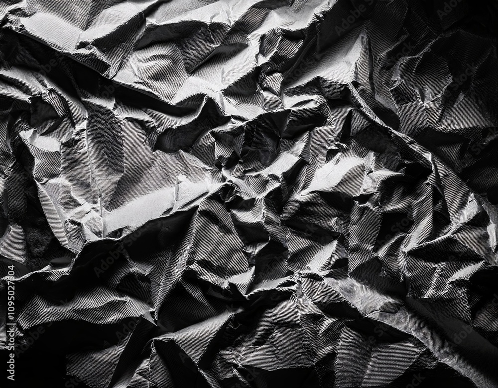Piece of paper with a black background. The paper is crumpled and torn. There are no words on the paper Piece of paper with a black background. The paper is crumpled and torn. There are no words on the paper