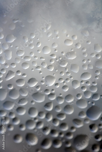 Water Condensation Small Bubbles Moisture on a Glass Window Close up