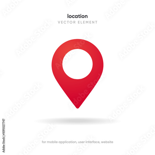 Target pin point icon. Red map location pointer icon symbol sign. Gps marker with isolated white background for mobile app website UI UX.