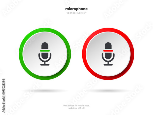 Podcast, broadcast, webcast icon. Voicemail sign. Voice chat icon. Recording symbol. Mute icon. 3D Phone microphone icon for UI UX, mobile app, presentations with soft UI, push button.