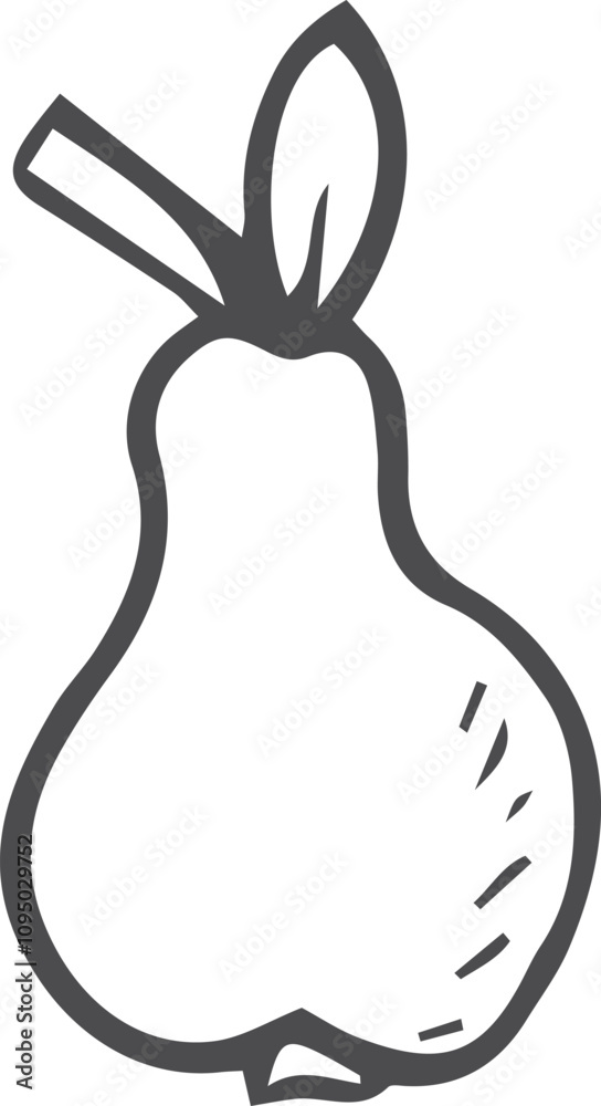 Pear line drawing. Garden fruit. Fresh food doodle