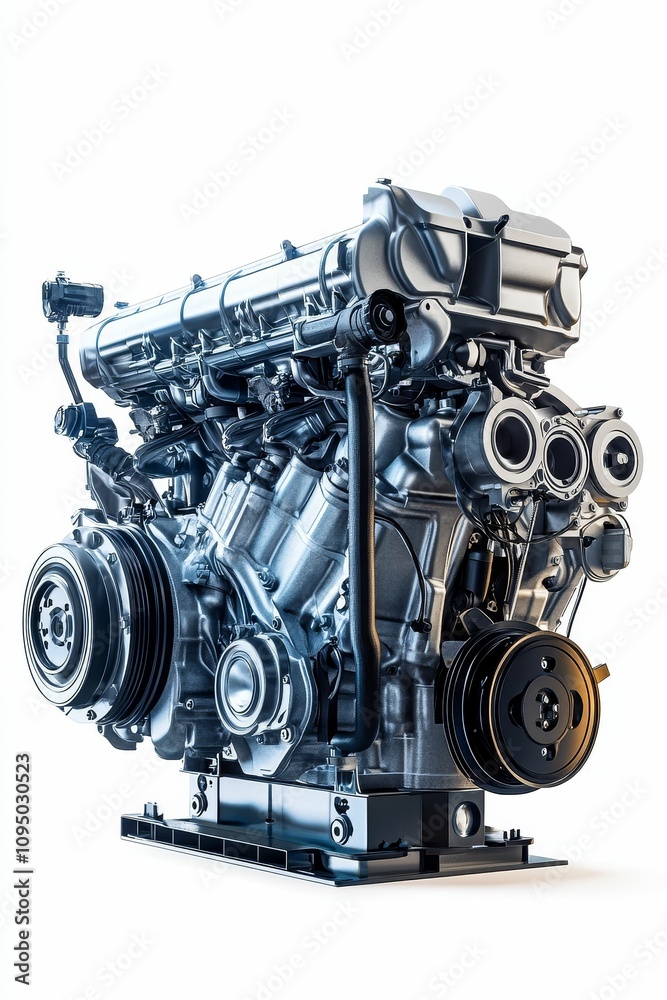 Powerful metallic engine, detailed, isolated. Powerful metallic engine, detailed, isolated.
