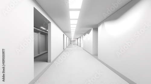 White Corridor Tunnel Background - a sleek and modern visual. The white tunnel design creates a futuristic and captivating aesthetic.