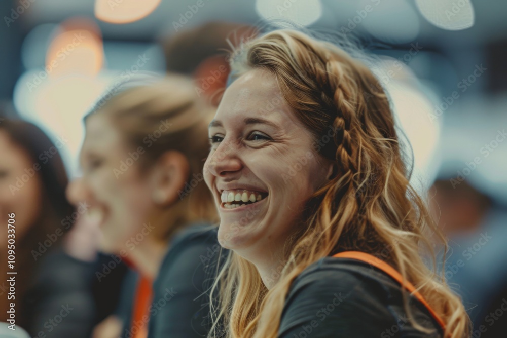 Obraz premium Close up of a happy and laughing staff at event