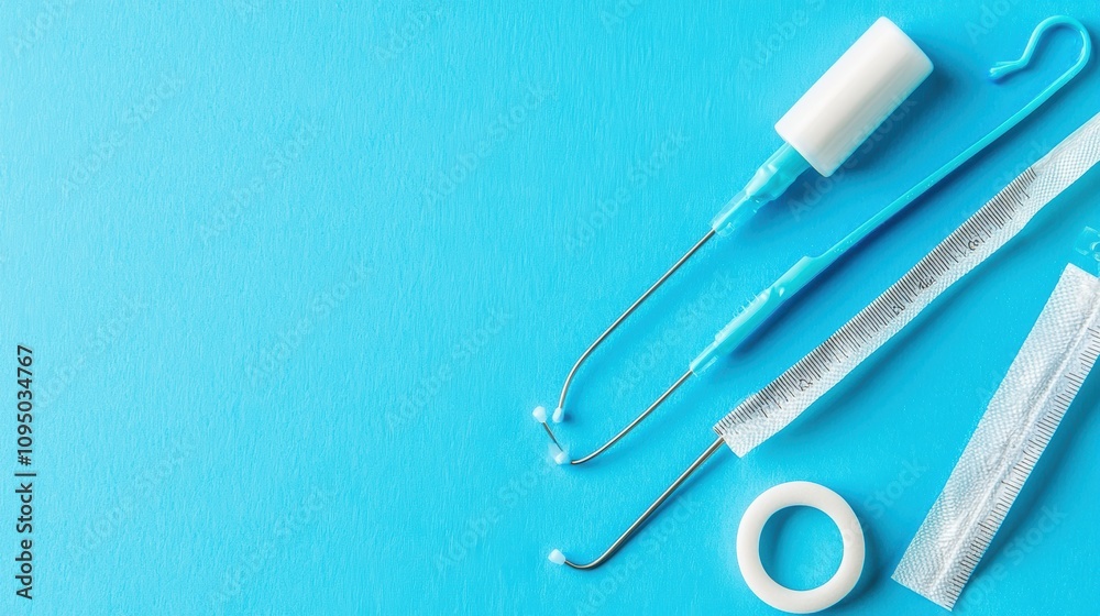 Dental tools for professional care dental office medical equipment clinical environment top-down view oral hygiene concepts Dental tools for professional care dental office medical equipment clinical environment top-down view oral hygiene concepts