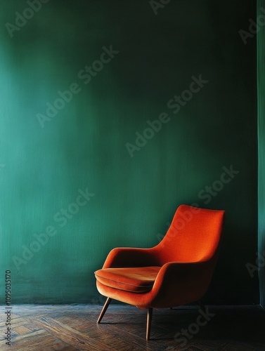 Orange Chair Against a Dark...