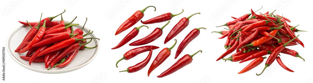 Set of red hot chili peppers on a transparent background. National Hot Heads Chili Day concept Set of red hot chili peppers on a transparent background. National Hot Heads Chili Day concept