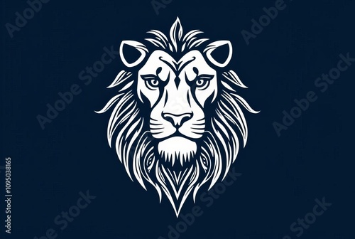 A stylized representation of a majestic lion with intricate patt photo