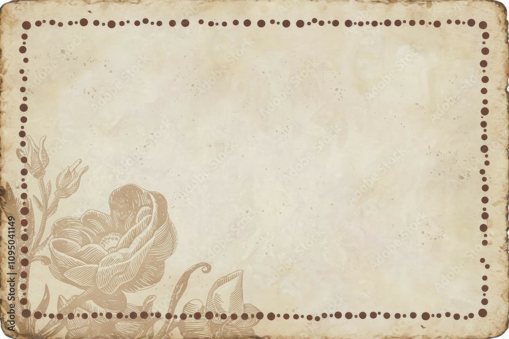 Obraz premium Vintage floral frame paper. Elegant antique design, perfect for invitations or scrapbooking. Evokes a feeling of nostalgia and romance.