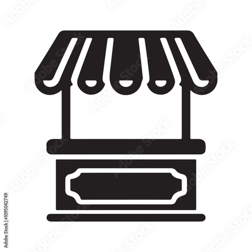 Mobile Food Cart Icon – Vector Silhouette for Food Service