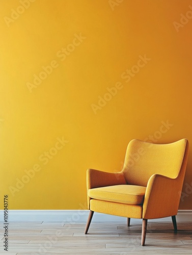 Yellow armchair against a v...
