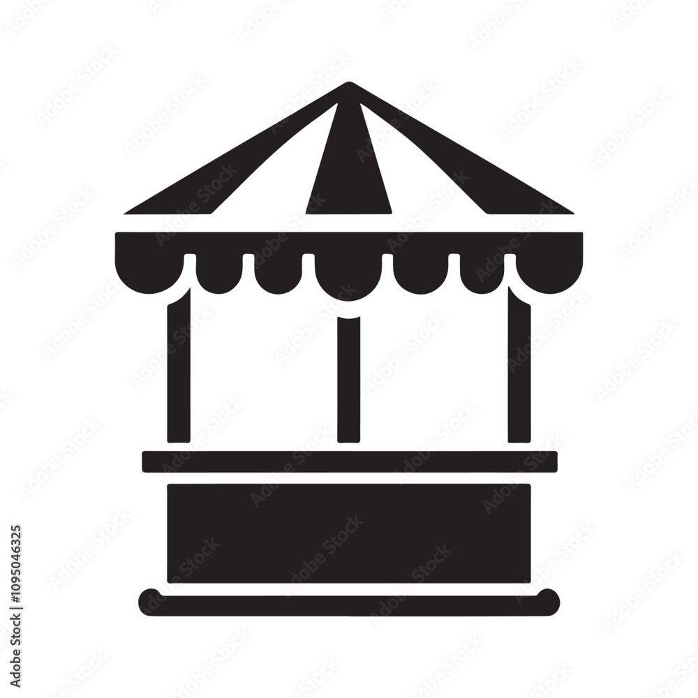 Mobile Street Food Cart Silhouette Vector Icon for Vendors Mobile Street Food Cart Silhouette Vector Icon for Vendors