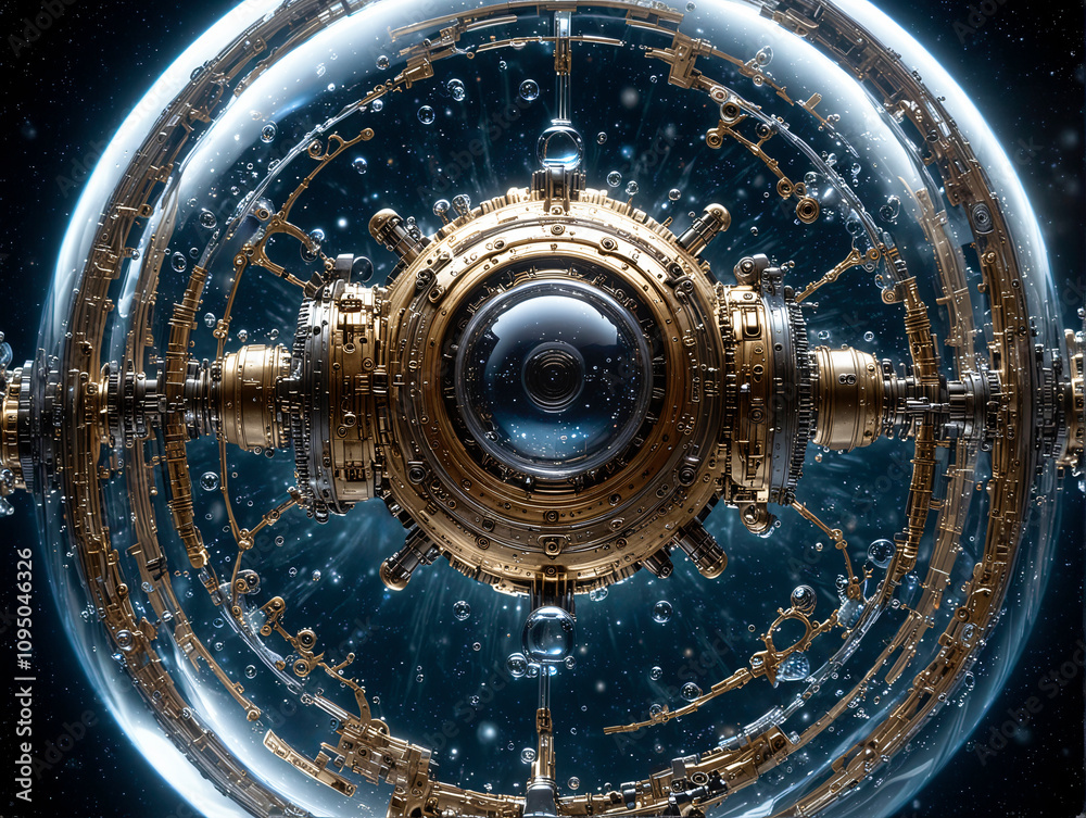 Obraz premium futuristic bubbles in dark space