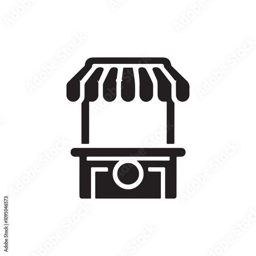Mobile Street Food Cart Silhouette Vector Icon for Vendors