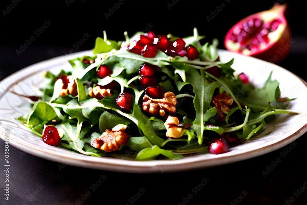 arugula salad with pomegranate seeds baby arugula topped with po arugula salad with pomegranate seeds baby arugula topped with po