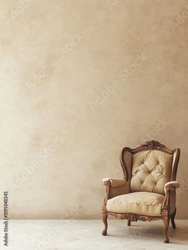 Antique Armchair Against Be...