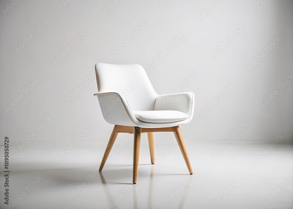 Minimalist White Chair on a Clean Background for Modern Interior Design, Home Decor, and Furniture Photography, Showcasing Elegance and Simplicity in a Studio Setting Minimalist White Chair on a Clean Background for Modern Interior Design, Home Decor, and Furniture Photography, Showcasing Elegance and Simplicity in a Studio Setting