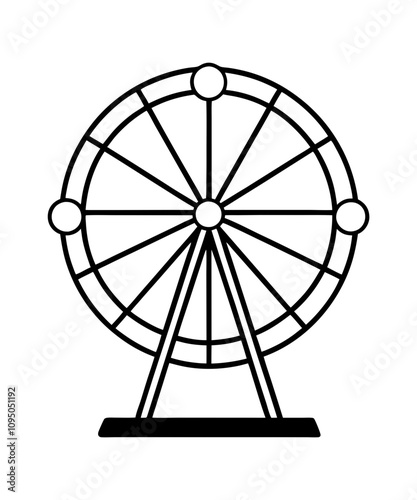 Silhouette of an amusement park with Ferris wheel and roller coaster, vector illustration