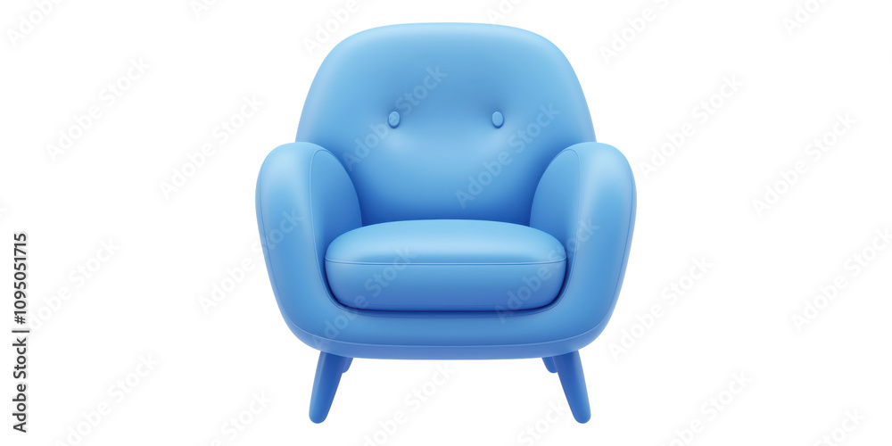 Fototapeta premium Blue Armchair Illustration Isolated on Transparent Background