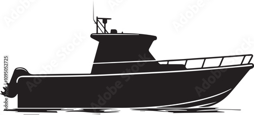 Silhouette of a boat graphic vector black and white design