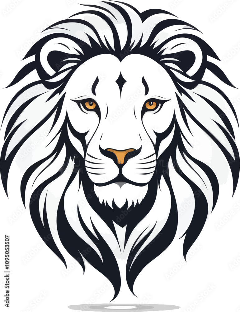 Obraz premium Black and white lion illustration