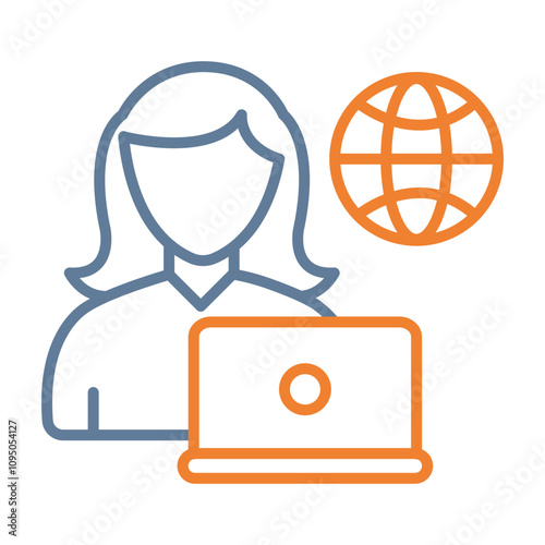 Remote Female Worker Icon Design