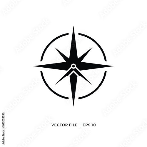 Circle compass and vernier calipers logo design