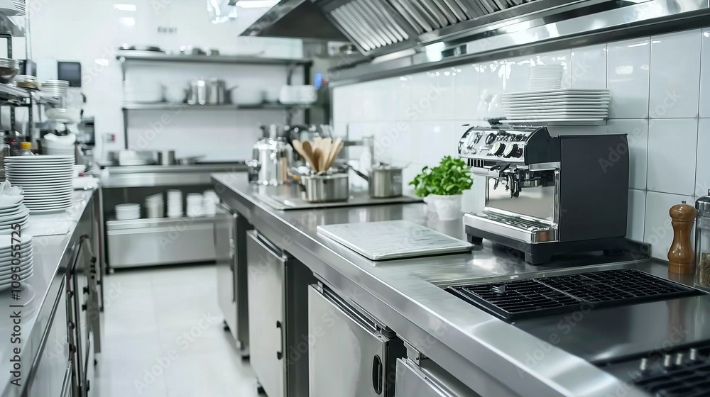 Industrial Kitchen with Stainless Steel Equipment Industrial Kitchen with Stainless Steel Equipment