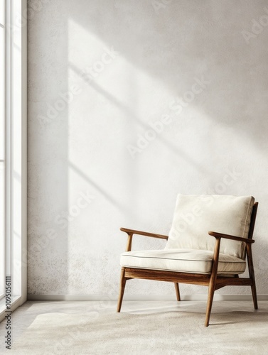Modern wooden armchair in a...