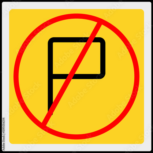 No parking area indication sign board flat icon design