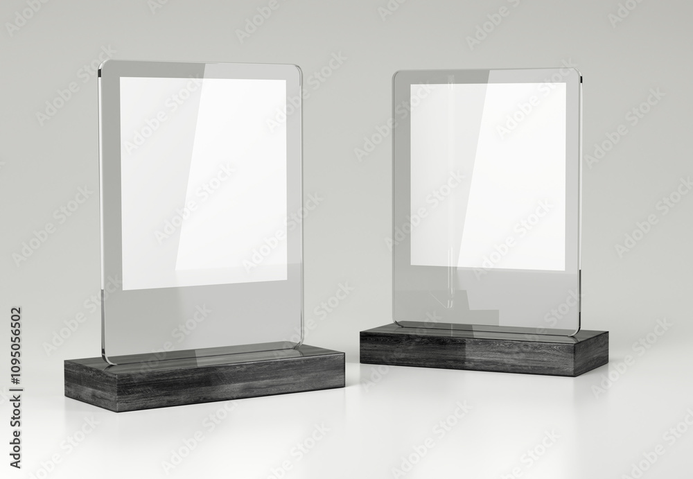 Blank menu holder mockup on white background. 3d illustration set Blank menu holder mockup on white background. 3d illustration set