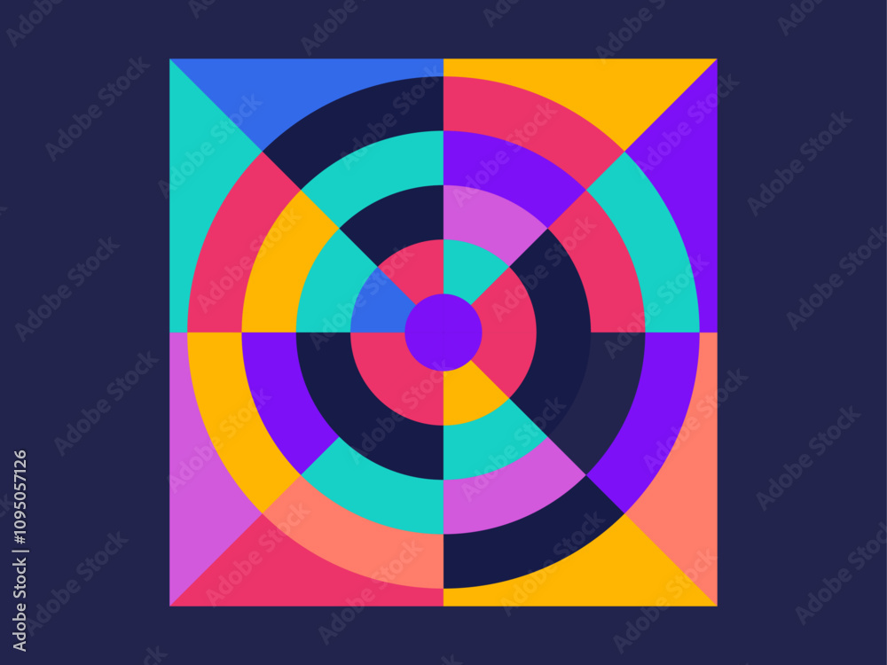 Obraz premium Abstract geometric colorful symmetry rectangular vibrant shape