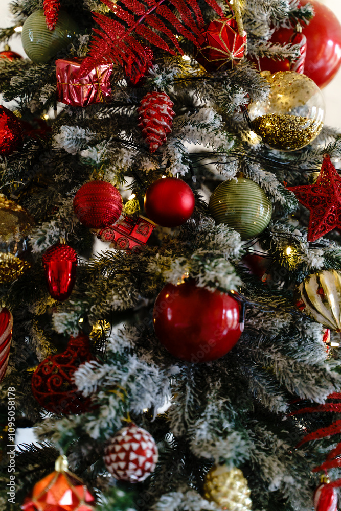 Yearly background. Christmas tree, decorations Yearly background. Christmas tree, decorations
