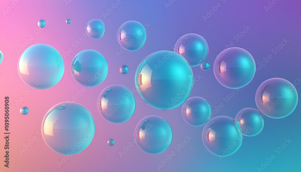 Floating lustrous spheres set against a gradient background Floating lustrous spheres set against a gradient background