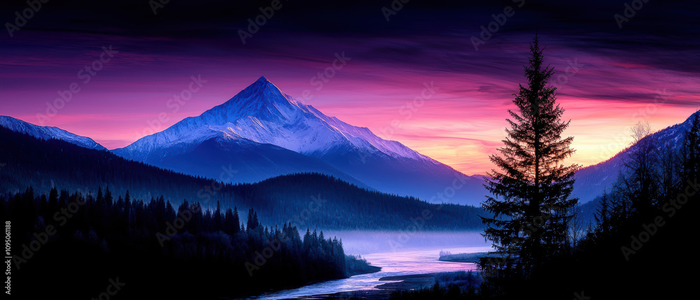 a majestic mountain range at sunrise, Breathtaking mountain landscape at sunset, featuring vibrant colors and serene nature, perfect for travel and adventure themes. a majestic mountain range at sunrise, Breathtaking mountain landscape at sunset, featuring vibrant colors and serene nature, perfect for travel and adventure themes.