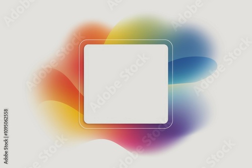 Colorful abstract frame. Vibrant wave design; blank space ideal for text or logo.  Symbolizes creativity and fluidity. photo