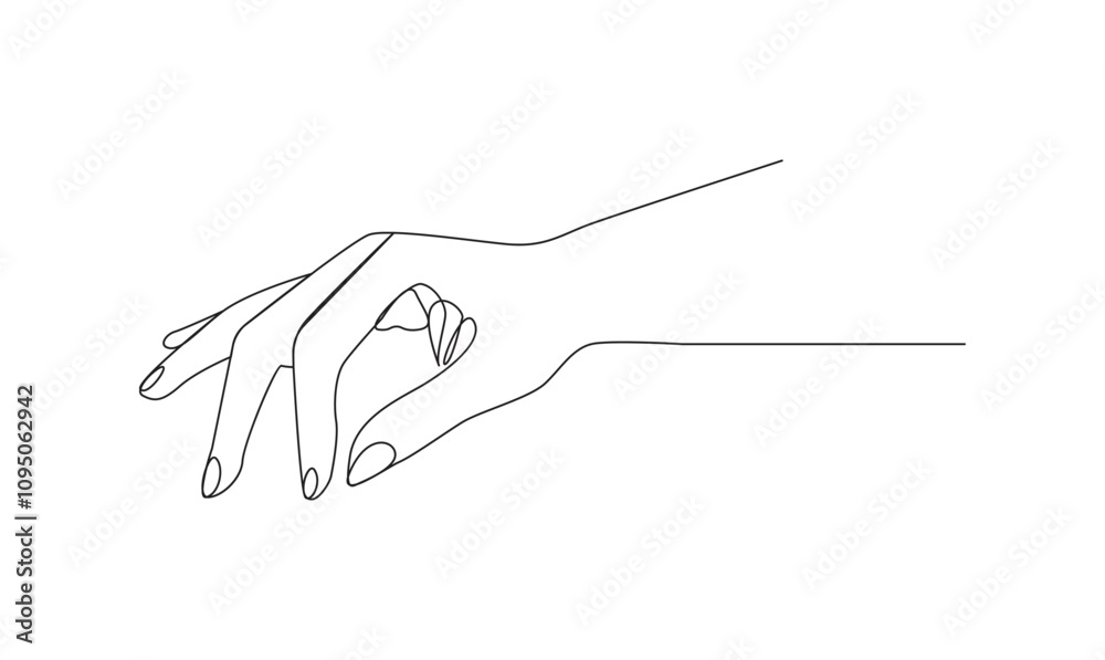 Continuous one line holding hand on white background minimalist illustration