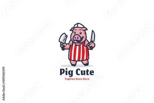  Pig Logo Design Concept Illustration Vector Template