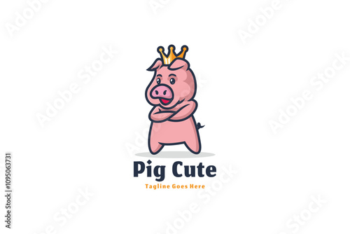 Pig Logo Design Concept Illustration Vector Template