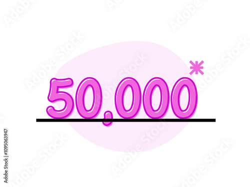 abstract hand-draw number 50,000  flat design illustration
