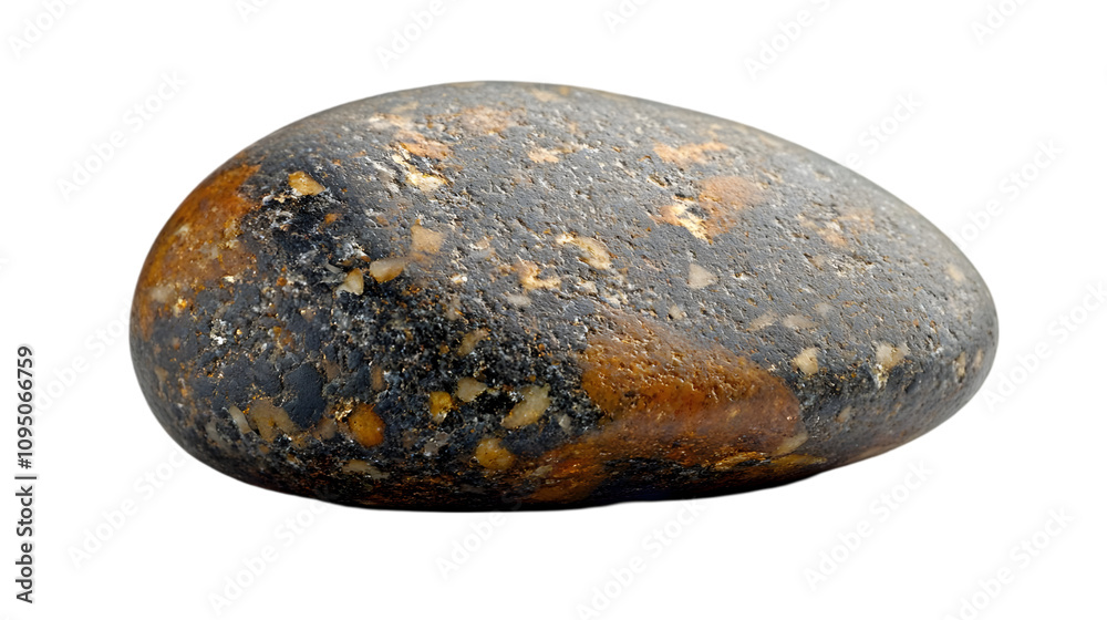 Closeup of a Smooth, Black and Brown Stone with Speckles Closeup of a Smooth, Black and Brown Stone with Speckles