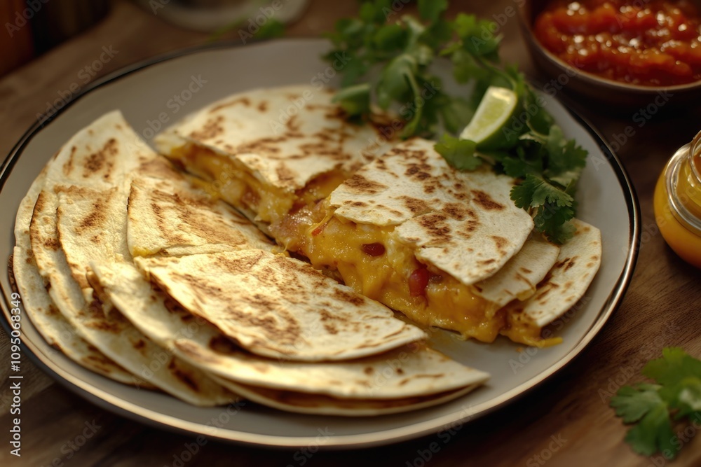 Delicious Mexican dish served on a natural wood surface, perfect for a casual meal or snack Delicious Mexican dish served on a natural wood surface, perfect for a casual meal or snack