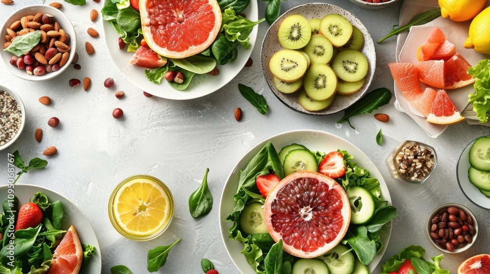 Fresh and Healthy Salad with Citrus, Berries, and Greens Fresh and Healthy Salad with Citrus, Berries, and Greens