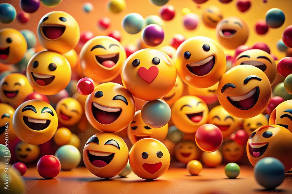 Obraz premium Playful Emoji Flirtation in a Colorful Setting Capturing Joyful Moments of Connection and Laughter, Perfect for Social Media and Romantic Themes in Candid Photography