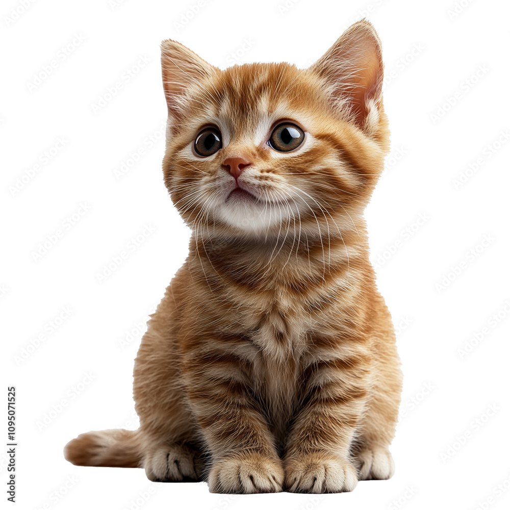 Obraz premium Kitten looking up isolated on transparent background, cutout. PNG
