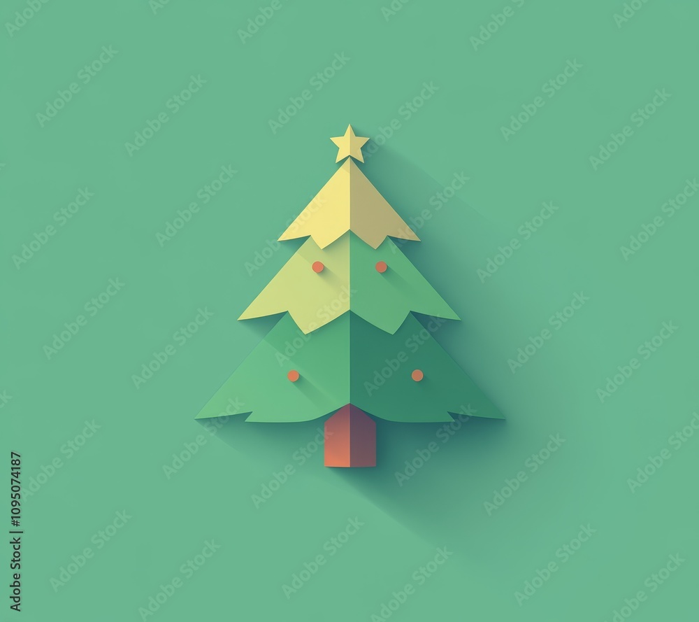 Obraz premium Festive holiday spirit creative christmas tree design minimalist style digital art cheerful atmosphere decorative concept