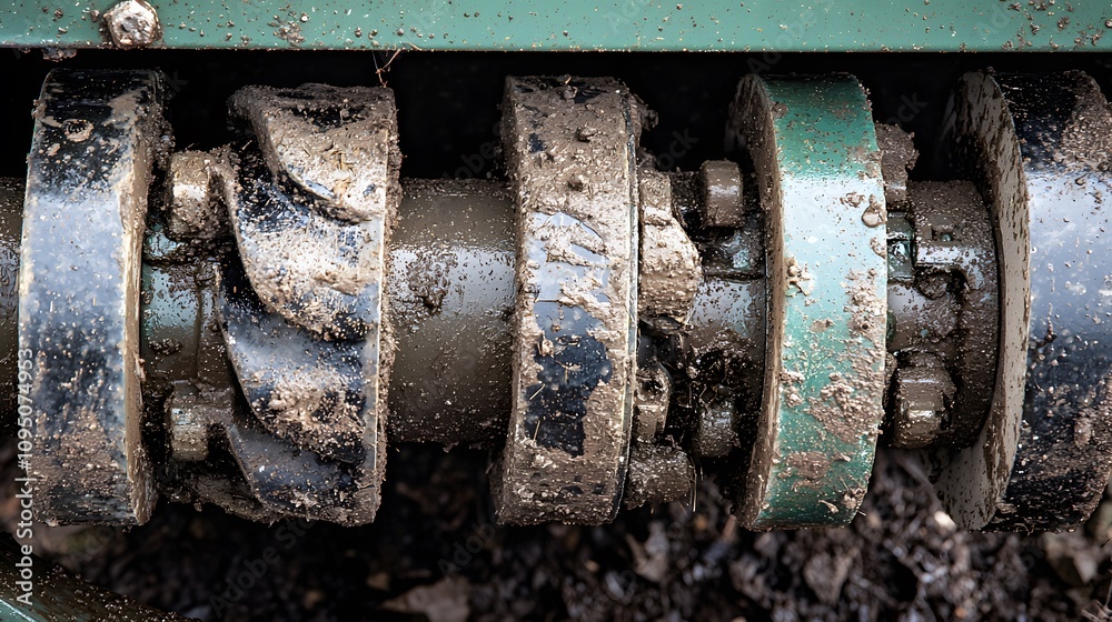 Detail: A close-up of tank treads, highlighting the intricate machinery and dirt. Detail: A close-up of tank treads, highlighting the intricate machinery and dirt.