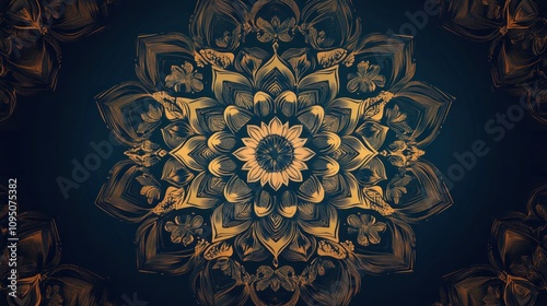 Ornate Golden Mandala: A Symphony of Intricate Detail and Luxurious Design photo