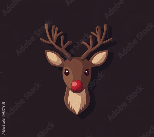 Playful cartoon deer illustration digital art whimsical design dark background creative concept for kids photo